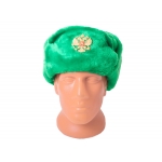 Шапка-ушанка с Гербом России (зелёная)
